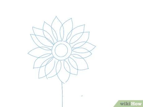 Step 4 ارسم خطًا لساق الزهرة.