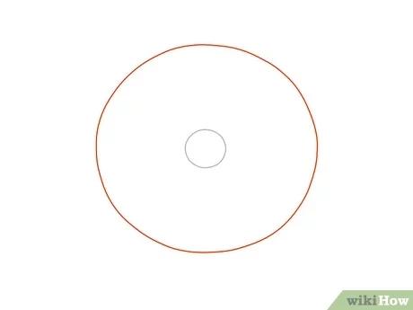 Step 2 ارسم دائرة أكبر مركزها نفس مركز الدائرة الصغيرة.